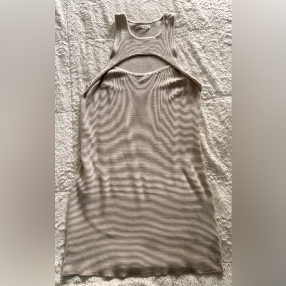 Abercrombie & Fitch Ribbed Cutout Sweater Dress | Tan Beige | Size XL